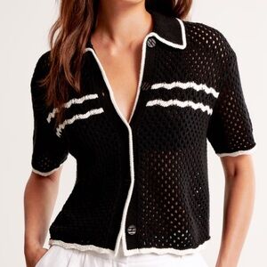 Abercrombie & Fitch Crochet-Style Mosaic Tile Polo